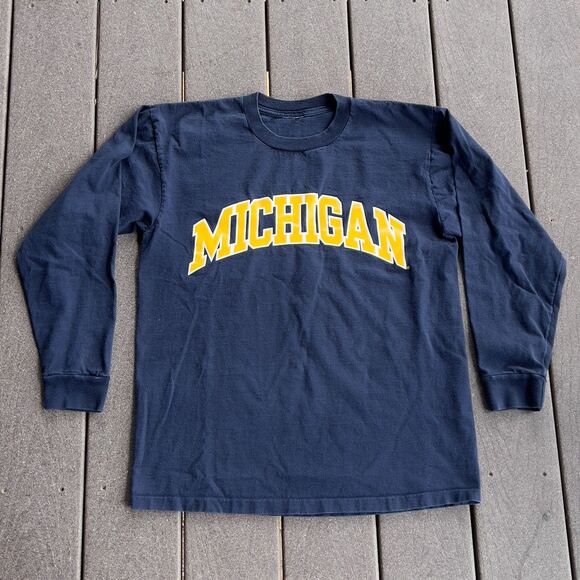 Vintage 90s Michigan Wolverines Blue and Gold Single Stitch Made in USA Tee - XL - Picture 1 of 4